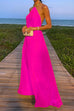 Trixiedress Chain Halter Open Back Maxi Swing Dress