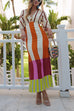 Trixiedress Knot Front Cut Out Puff Sleeves Side Slit Printed Midi Dress