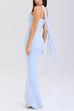 Trixiedress Ruched Strapless Corset and Bodycon Maxi Skirt Set with Scarf