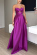 Trixiedress Strapless Lace-up High Slit Satin Maxi Party Dress