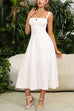 Trixiedress Adjustable Strap Back Lace-up Slit Midi Dress
