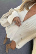 Trixiedress V Neck Button Up Solid Loose Sweater