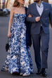 Trixiedress Strapless Back Lace-up Print Maxi Party Dress
