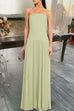 Trixiedress Strapless Tube Patchwork Pleated Maxi Dress