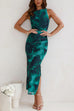 Trixiedress Sleeveless Side Slit Printed Bodycon Midi Dress