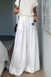 Trixiedress Casual Pocketed Cotton Linen Wide Leg Palazzo Pants