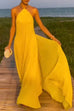 Trixiedress Chain Halter Open Back Maxi Swing Dress