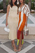 Trixiedress Knot Front Cut Out Puff Sleeves Side Slit Printed Midi Dress
