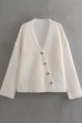 Trixiedress V Neck Button Up Solid Loose Sweater