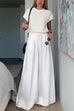 Trixiedress Casual Pocketed Cotton Linen Wide Leg Palazzo Pants