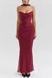 Trixiedress Ruched Strapless Corset and Bodycon Maxi Skirt Set with Scarf