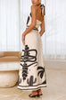 Trixiedress Palm Canyon Print Criss Cross Halter Maxi Dress