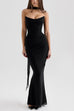 Trixiedress Ruched Strapless Corset and Bodycon Maxi Skirt Set with Scarf
