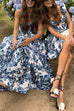 Trixiedress Strapless Back Lace-up Print Maxi Party Dress