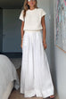 Trixiedress Casual Pocketed Cotton Linen Wide Leg Palazzo Pants
