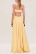 Trixiedress Spaghetti Strap Back Cut Out Pleated Maxi Dress