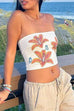 Trixiedress Strapless Tube Floral Print Crop Top