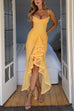 Trixiedress Spaghetti Strap Draped Front Ruffle Trim Maxi Dress
