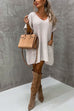 Trixiedress Oversized V Neck Short Sleeves Pocketed Poncho Sweater