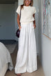 Trixiedress Casual Pocketed Cotton Linen Wide Leg Palazzo Pants