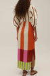 Trixiedress Knot Front Cut Out Puff Sleeves Side Slit Printed Midi Dress
