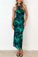 Trixiedress Sleeveless Side Slit Printed Bodycon Midi Dress