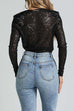 Trixiedress Wrap Deep V Neck Long Sleeves Sequin Bodysuit