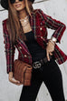 Trixiedress Double Breasted Open Front Plaid Blazer Jacket