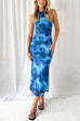 Trixiedress Sleeveless Side Slit Printed Bodycon Midi Dress