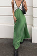 Trixiedress V Neck Color Block Sleeveless Maxi Swing Dress