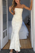 Trixiedress Embroidered Strapless Corset and Bodycon Maxi Mermaid Skirt Set