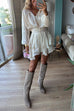 Trixiedress Lantern Long Sleeves Waisted Ruffle Mini Dress