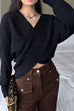 Trixiedress V Neck Criss Cross Front Ribbed Knit Sweater