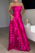 Trixiedress Strapless Waisted Polka Dot Applique Maxi Party Dress