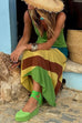 Trixiedress V Neck Backless Color Block Maxi Cami Dress