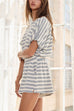 Trixiedress Striped Short Sleeves Crop Top and Elastic Waist Pocketed Shorts Set