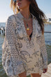 Trixiedress Collared V Neck Shirt and Side Slit Shorts Vitamin Sea Print Set
