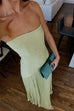 Trixiedress Strapless Tube Patchwork Pleated Maxi Dress