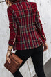 Trixiedress Double Breasted Open Front Plaid Blazer Jacket