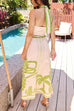 Trixiedress Palm Canyon Print Criss Cross Halter Maxi Dress