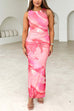 Trixiedress Sleeveless Side Slit Printed Bodycon Midi Dress