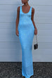Trixiedress U Neck Sequin Knit Bodycon Maxi Tank Dress