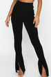 Trixiedress High Rise Slit Bell Bottoms Skinny Pants