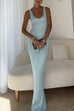 Trixiedress U Neck Sequin Knit Bodycon Maxi Tank Dress