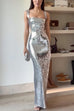 Trixiedress Sleeveless Open Back Sequin Bodycon Maxi Party Dress