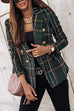 Trixiedress Double Breasted Open Front Plaid Blazer Jacket