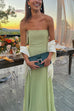 Trixiedress Strapless Tube Patchwork Pleated Maxi Dress