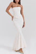 Trixiedress Embroidered Strapless Corset and Bodycon Maxi Mermaid Skirt Set