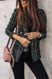 Trixiedress Double Breasted Open Front Plaid Blazer Jacket