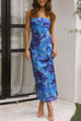 Trixiedress Strapless Scooped Cowl Backless Floral Print Maxi Dress